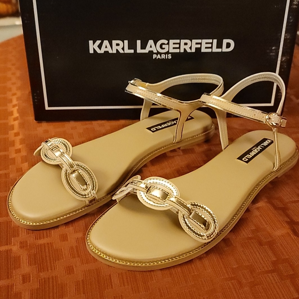 Karl Lagerfeld Gage nude gold sandal 9.5